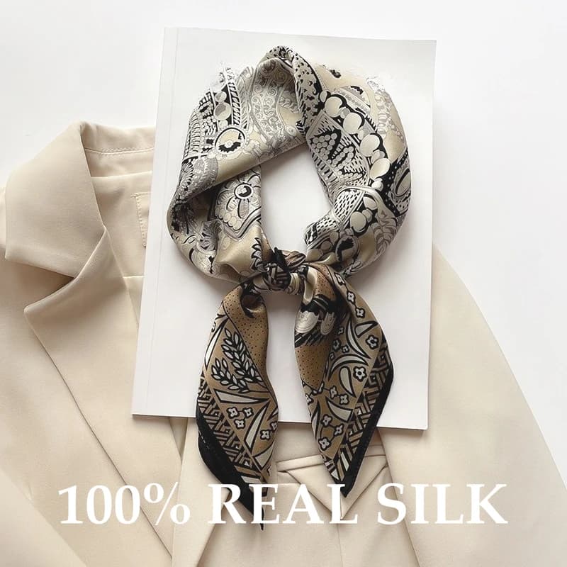 Vintage Scarf 100% Women's Silk, Estivo Square Scarf, Solar Protection, Lightweight and Breathable, Scarves, Hijab, Bandana, Bufanda