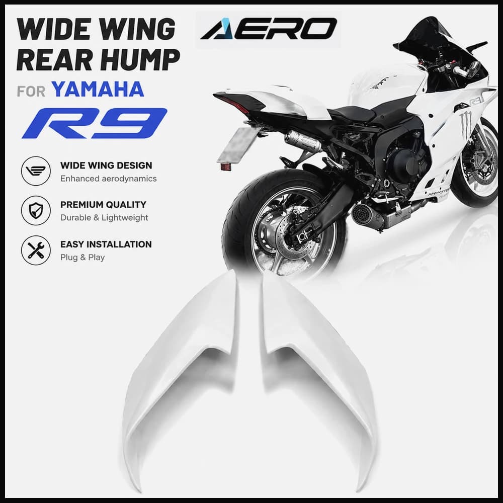 Wide Wing Rear Hump For Yamaha R9 2025 Motorcycle Tail Wing Cover Aerodynamic Seat Cowl Fairing ABS Easy Install