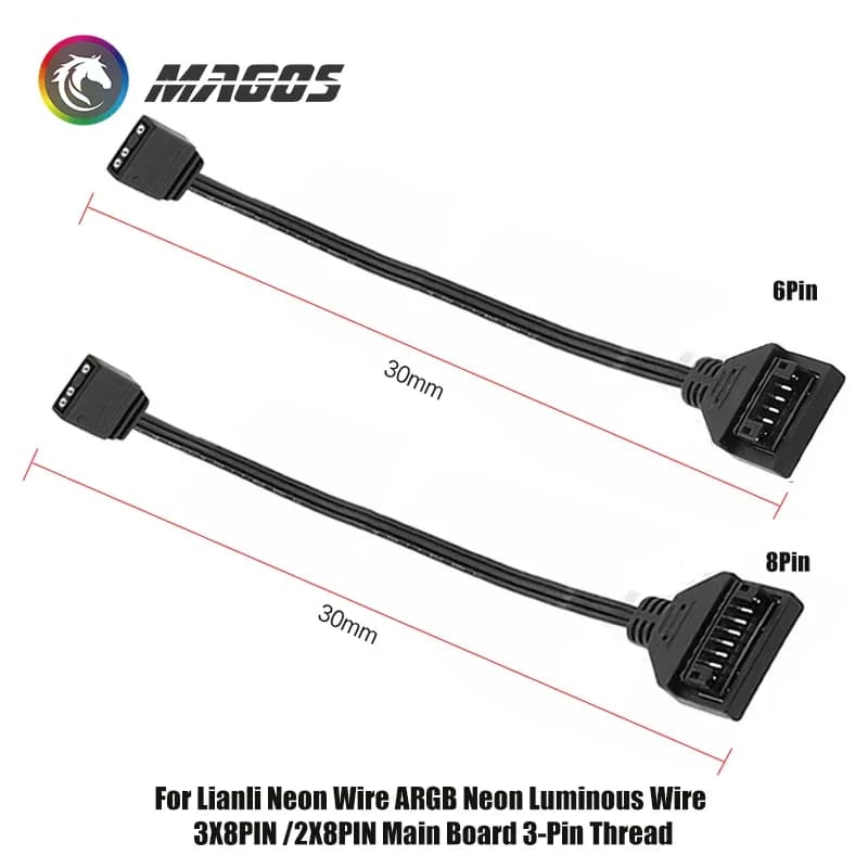 Cavo di sincronizzazione AURA ARGB 5V della scheda madre, 6 pin o 8 pin opzionale, per cavo serie Lian Li Strimer Plus V1 V2,