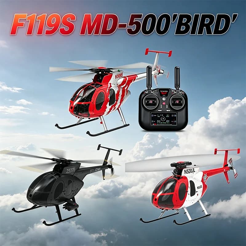 YUXIANG F119S Bird 6CH Elicottero Armato MD-500 con GPS, Simulazione di Posizionamento, Motore Brushless, Modello RC in Fibra di Carbonio