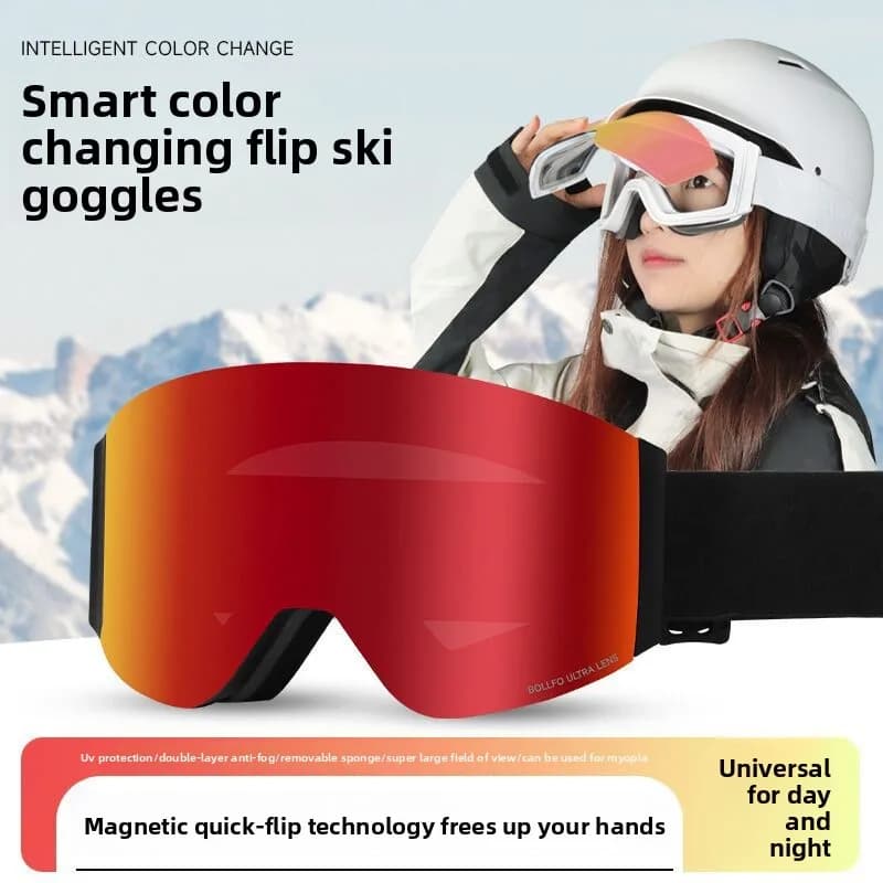 Occhiali da sci professionali invernali da uomo e da donna Set occhiali da snowboard magnetici a cambio rapido a doppio strato antiappannamento per adulti