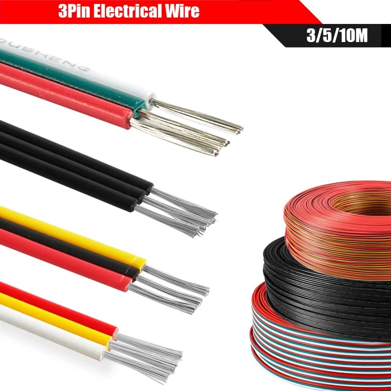 3/5/10m 3pin Electric Cables LED Cable 22 20 18 AWG Pvc Stagnated Copper Flexible Extension Cable For WS2811 WS2812B Strip Light