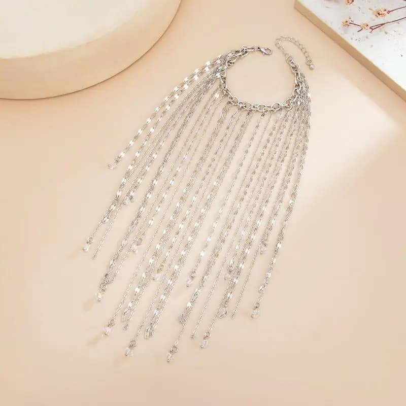Nuovo Bracciale alla Moda Creativo con Lunghe Nappe e Motivi Geometrici da Donna, Bracciale a Catena Esagerato, Gioiello da Mano Decorativo, Regalo