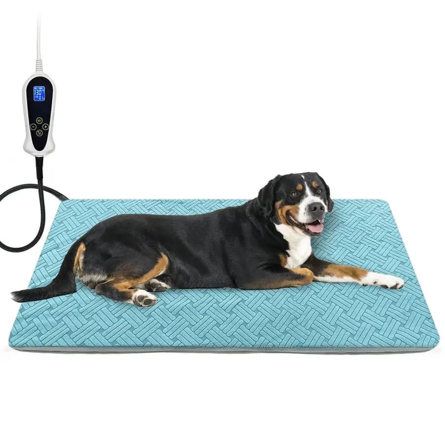 Tappetino Riscaldante 47x30 Pollici, Tappetino Riscaldante per Cani e Gatti, Interruttore Termostatico Intelligente, Tappetini per Cuccia, Tappetini Riscaldati per Cani con Protezione Anti-Masticazione