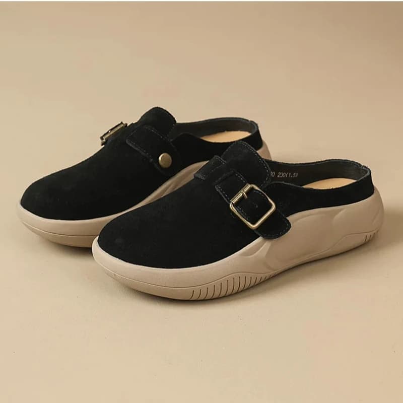 Nuove Scarpe da Donna in Vera Pelle, Ciabatte con Punta Tonda, Mocassini Casual Slip-on per Ragazze