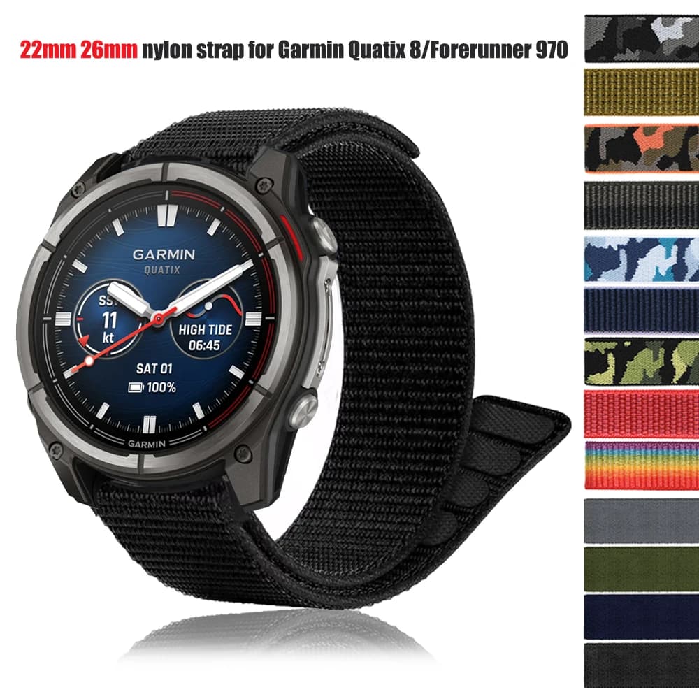 Cinturino per orologio in nylon Quickfit 26mm 22mm per Garmin Quatix 8 7X 7pro Band Forerunner 970/Fenix 8 E 7X 7 6X 6/Epix Pro cinturino