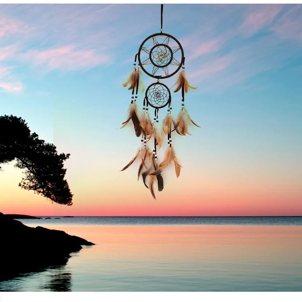 Dream Catcher Home Decor Wind Bell Hanging Ornament with Design Upper And Lower Ring for Home Decoration