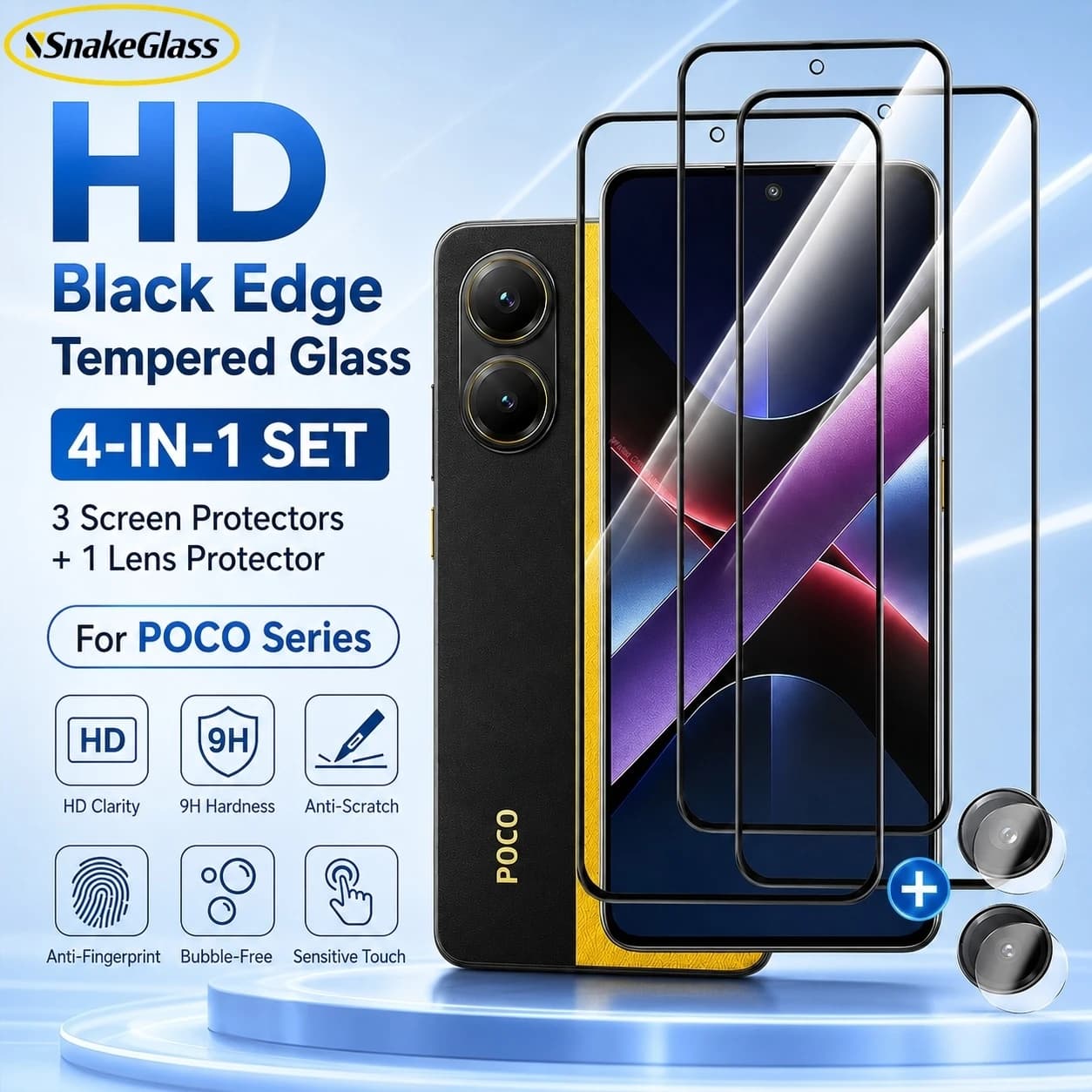 4IN1 For Xiaomi Poco X8Pro X7 X6 X5 Pro Front Tempered Glass For Poco F8Ultra F7 F6 M8 M5S M6 Pro 4G Screen Protectors Lens Film