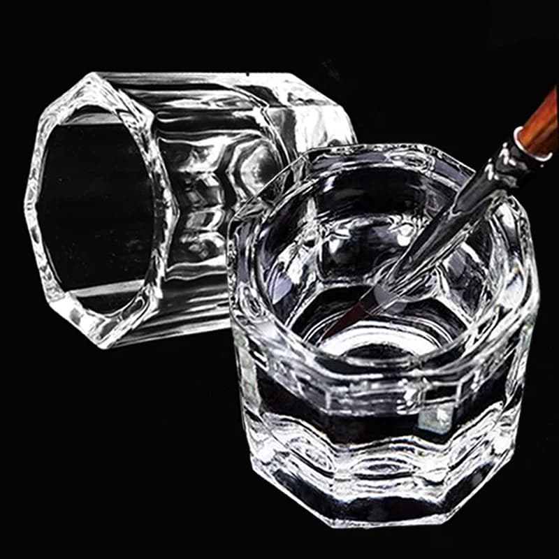 Tazze per nail art in vetro cristallo Contenitore per spazzole per lavaggio Polvere acrilica Piatto liquido Mini supporto per salone Accessori per manicure Strumento