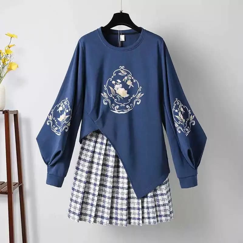 Large Size Improved Version of Hanfu Sweatshirt Spring and Summer New Chinese Style Han Element Irregular Top