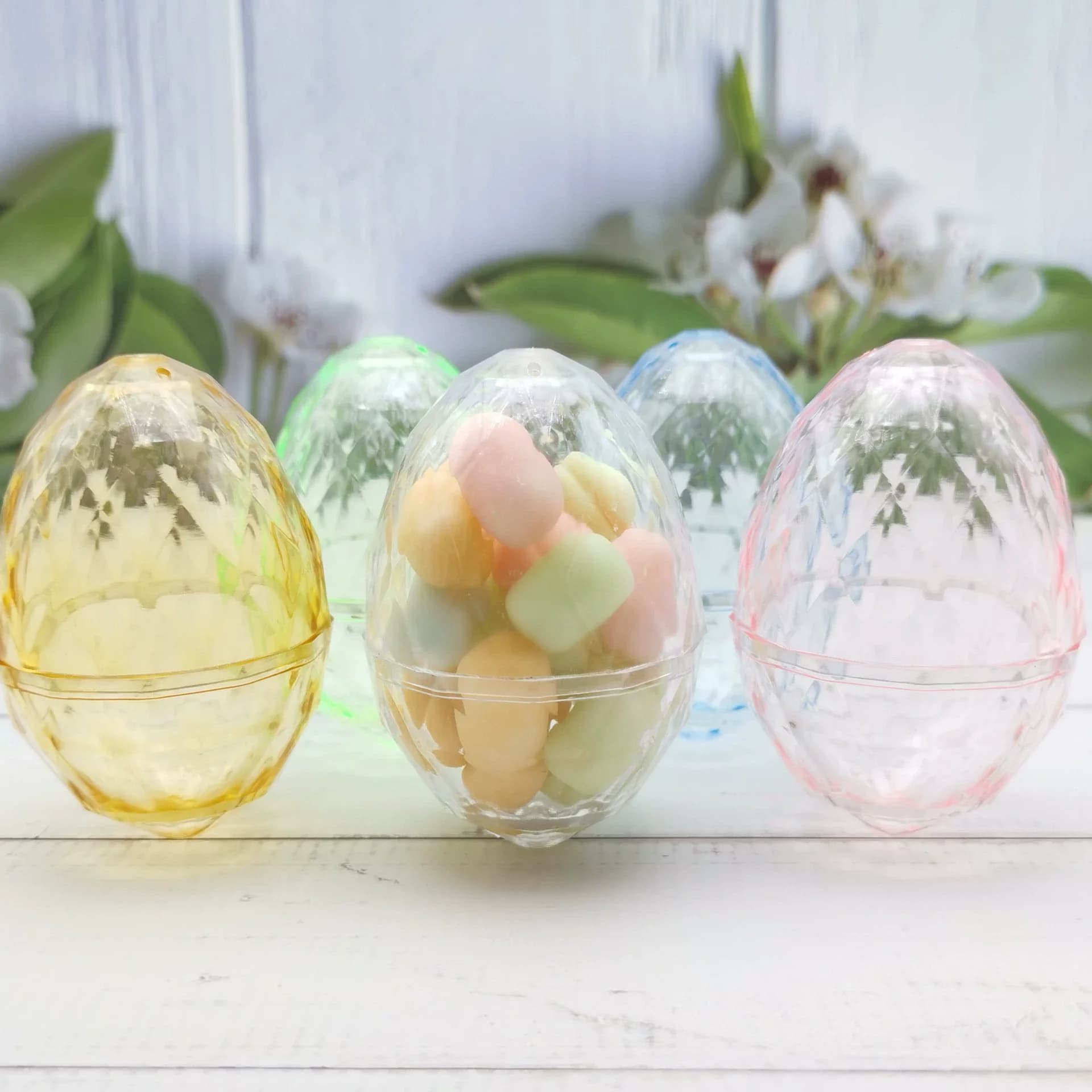 Scatole per imballaggio regalo per uova in plastica a tema pasquale da 5 pezzi per scatole per bomboniere per feste di compleanno per baby shower Decorazione per feste di Pasqua