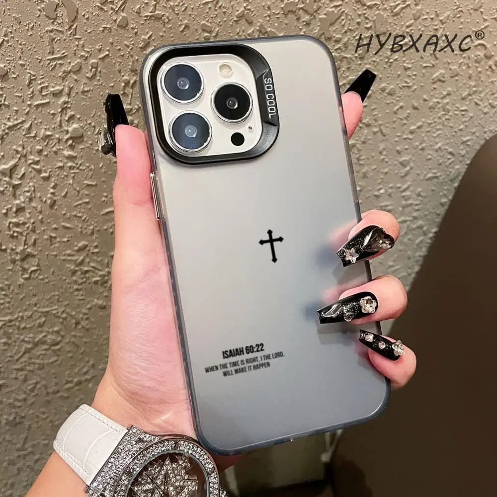 Custodia HD Cross per iPhone 17 AIR 16 15 14 13 Pro 12 11 Pro Xs X XR Max in PC+TPU rigido con effetto laser, materiali di successo