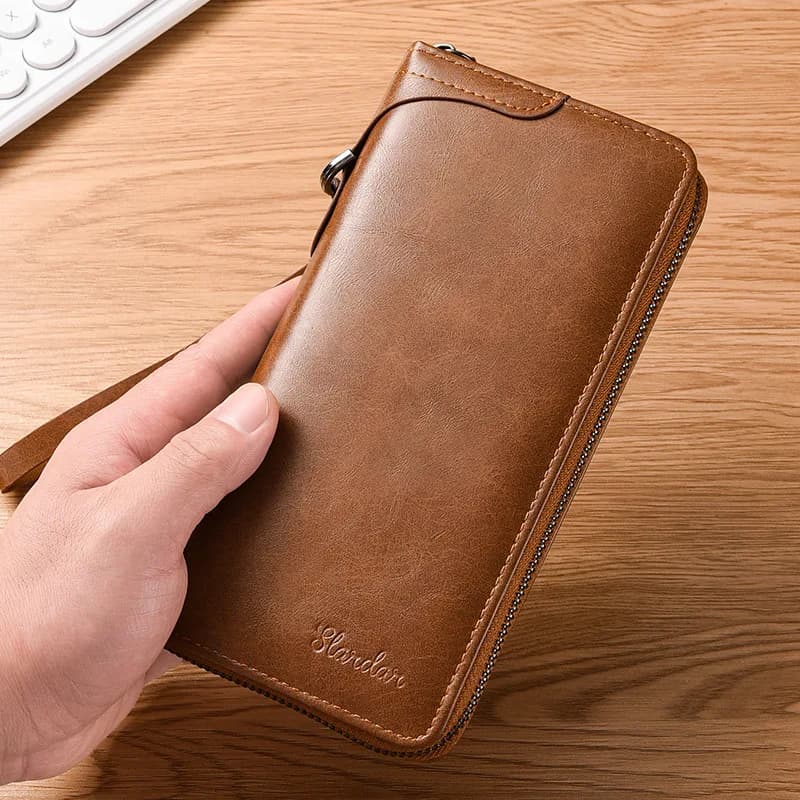 Men's Long Bag New Wallet Retro Paper Preeskin Clip Bag Student Bag Fashionable Outlet