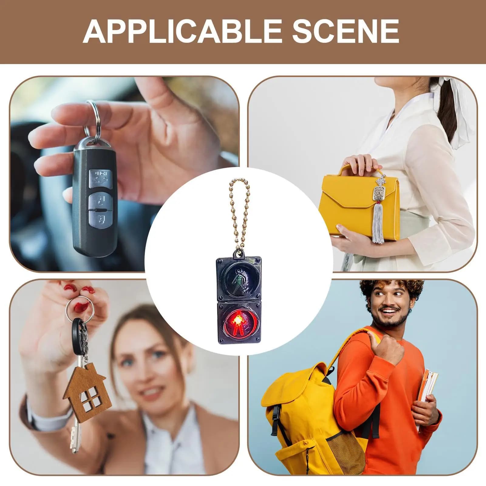 Portachiavi in plastica con semaforo, borsa luminosa, ciondolo con luce di segnalazione, portachiavi per auto, accessori per gioielli, portachiavi 3D