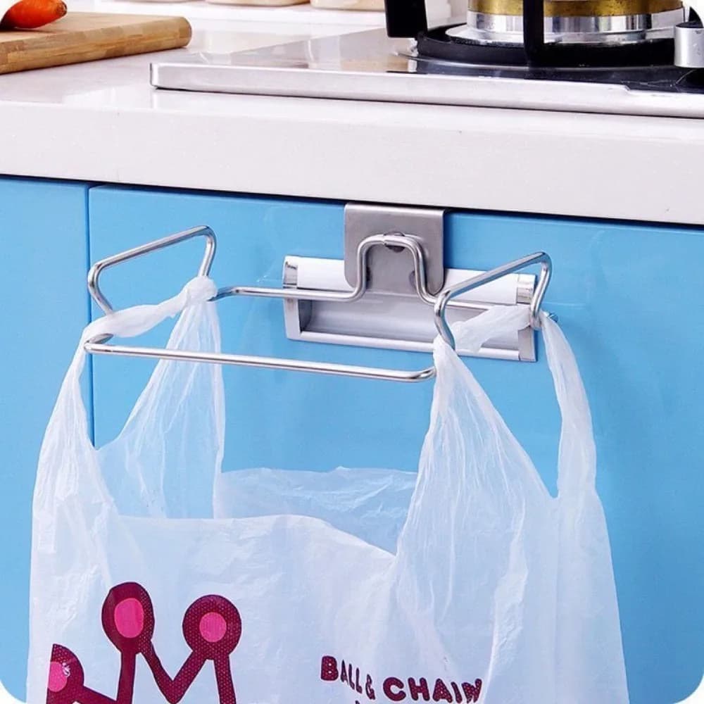 Porta Sacchetti per Rifiuti in Acciaio Inox Montabile su Porta dell'Armadio della Cucina per Organizzazione e Pulizia Domestica