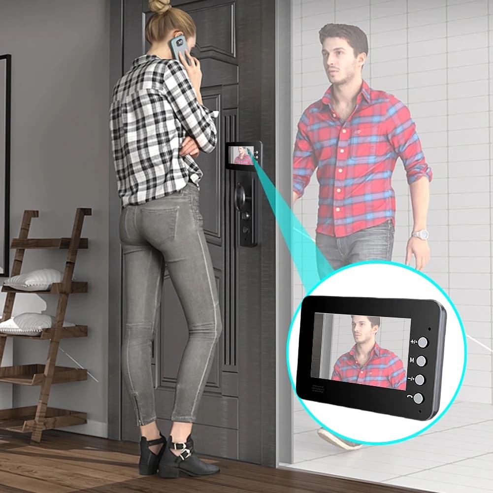 Videocitofono Intelligente con Schermo IPS da 4,3 Pollici, Audio Bidirezionale, Wi-Fi 2.4G, Visione Notturna a Infrarossi