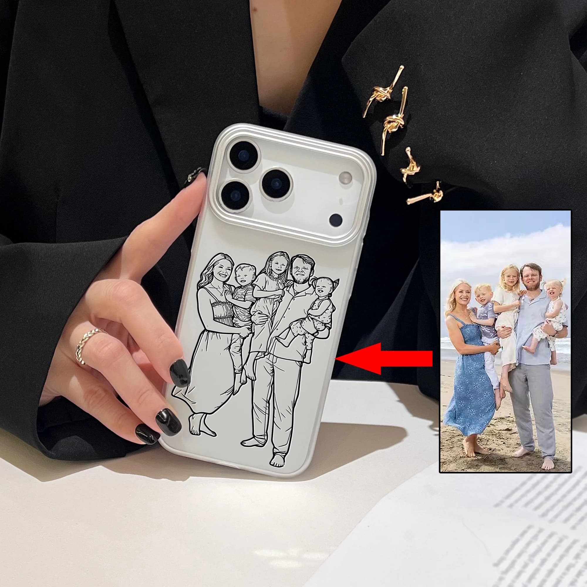 Personalized Luxury PC Sketch Personalized Portrait EtcImage Phone Case For iPhone 17 16 15 14 13 12 11 Pro Max 17 Air 14 15 16 Plus