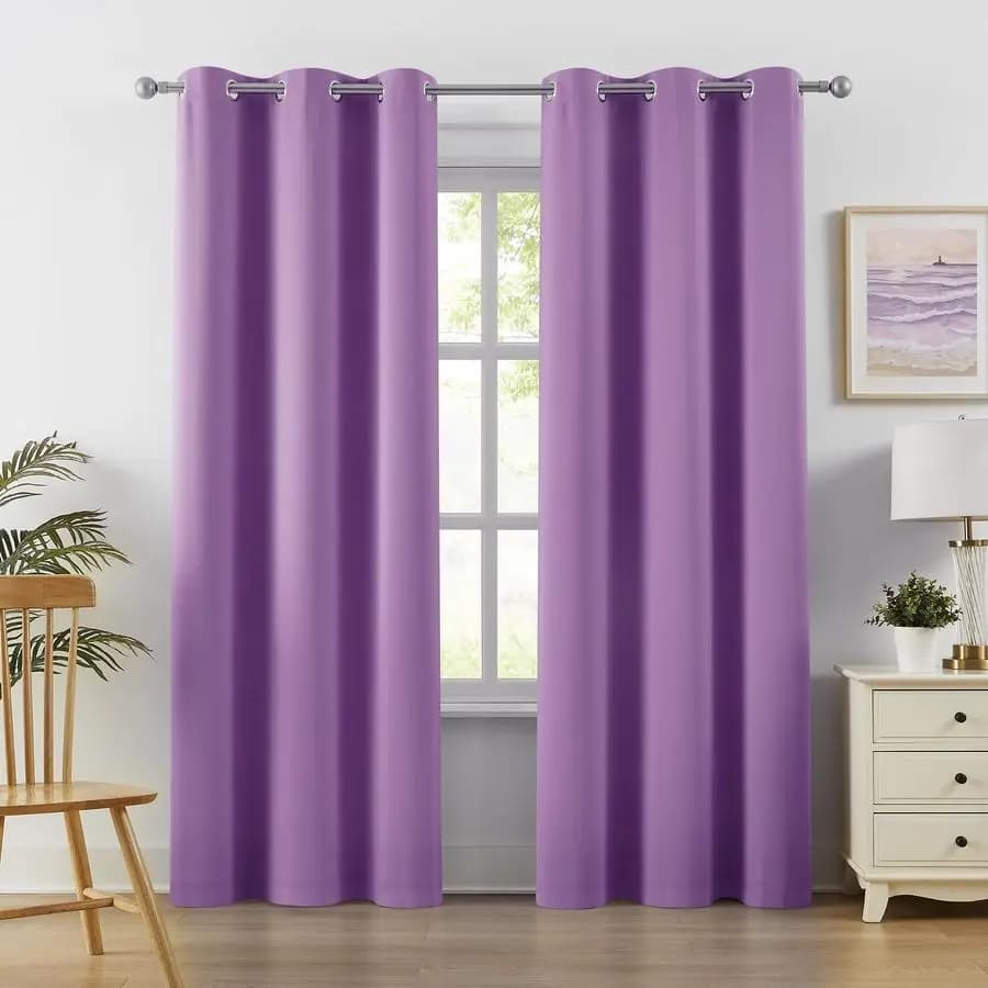 Purple Bedroom Lavender Curtains, Set of 2 Panels, Thermal Insulating Curtains for Living Rooms, with Eyelets, 42 W