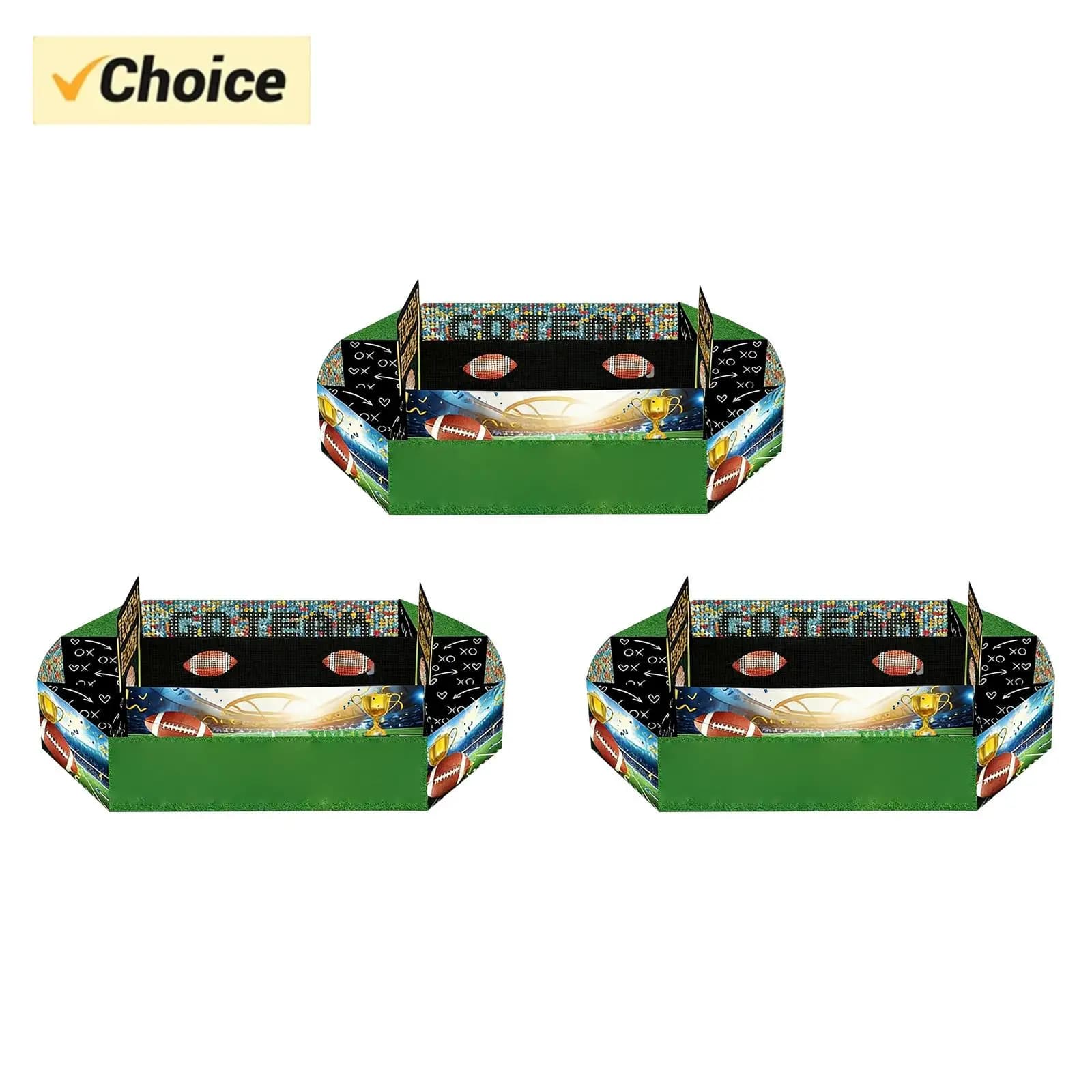 Set di 3 Scatole Pieghevoli a Tema Calcio per Decorazioni e Forniture per Feste di Compleanno Sportive per Bambini