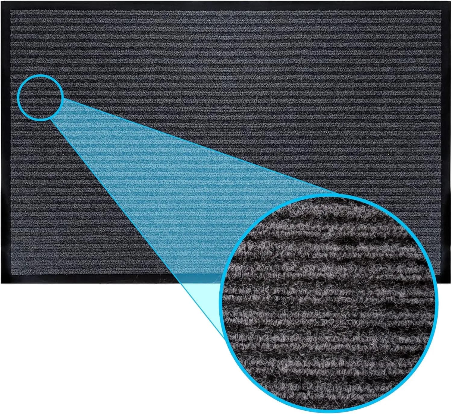 Rubber Mat Resistant - Anti-slip, Waterproof, Easy to Clean for Interior/Exterior Entrance, Patio, Garage (43x76 cm, Grey in Rows)