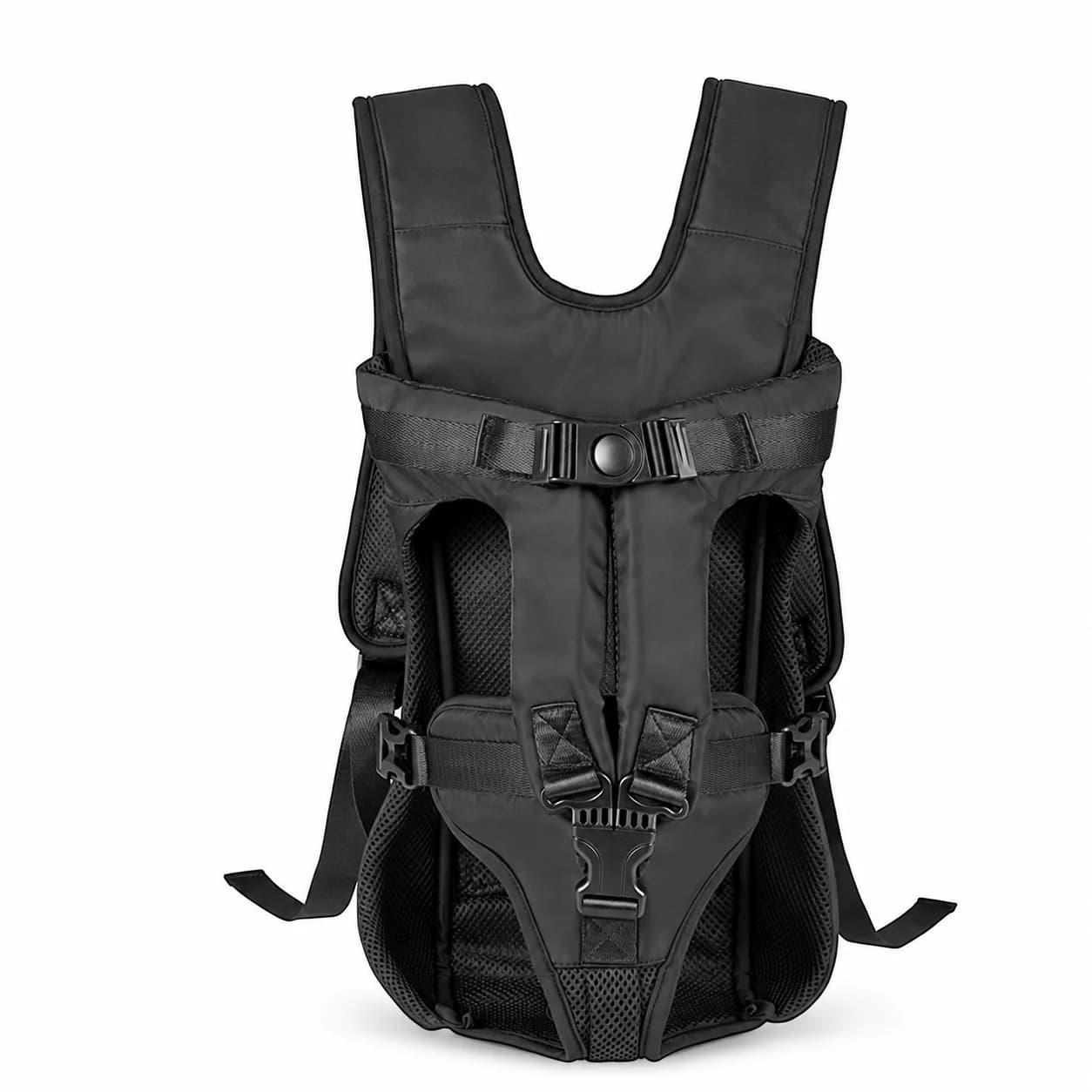 Small Dog Front Carrier Hands Free Puppy Chest Backpack Adjustable Breathable Pet Travel Bag for Walking Hiking Black Size S