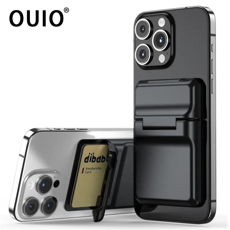 OUIO Magnetic Wallet And Card Holder Metal Slim Bank Card Holder For All Cell Phone Models MagSafe PC Magnetic Wallet