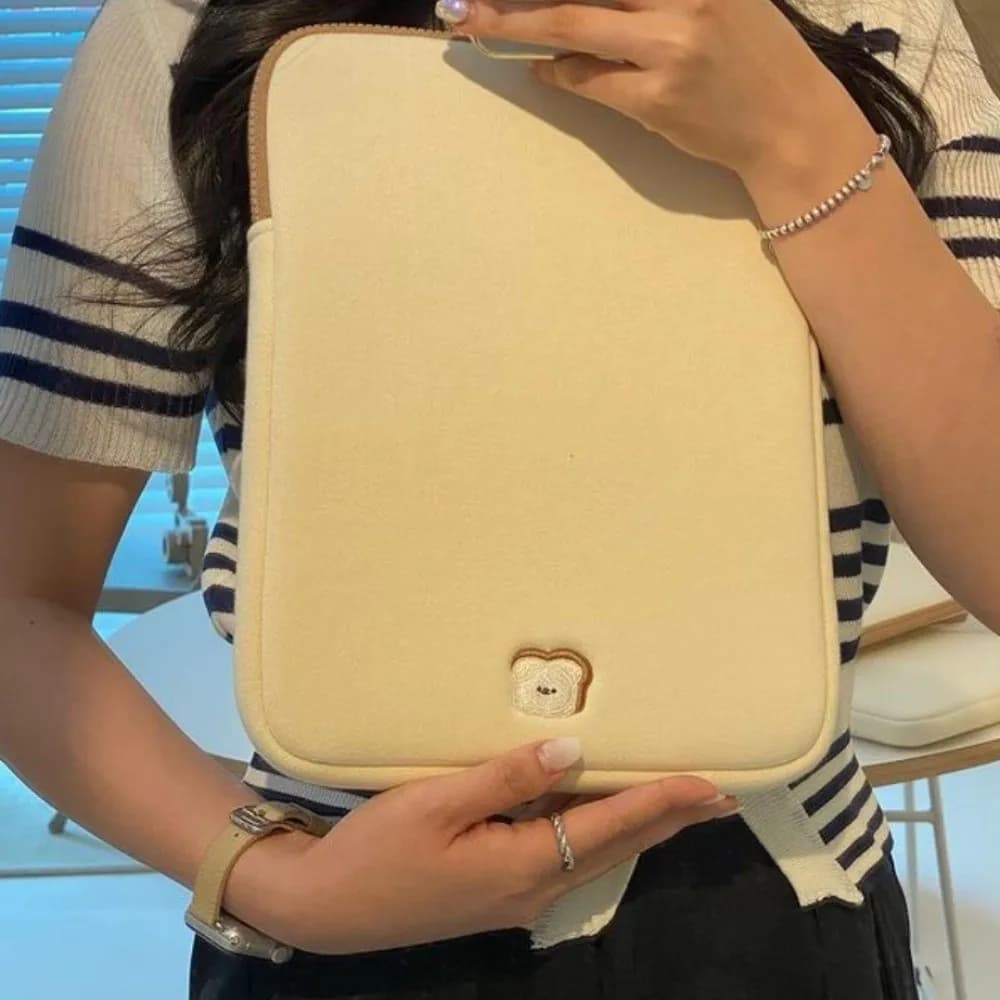 Borsa per laptop resistente all'usura con cane da pane Borsa per tablet dolce antiurto Borsa per computer sottile per ragazza Kawaii Custodia per laptop