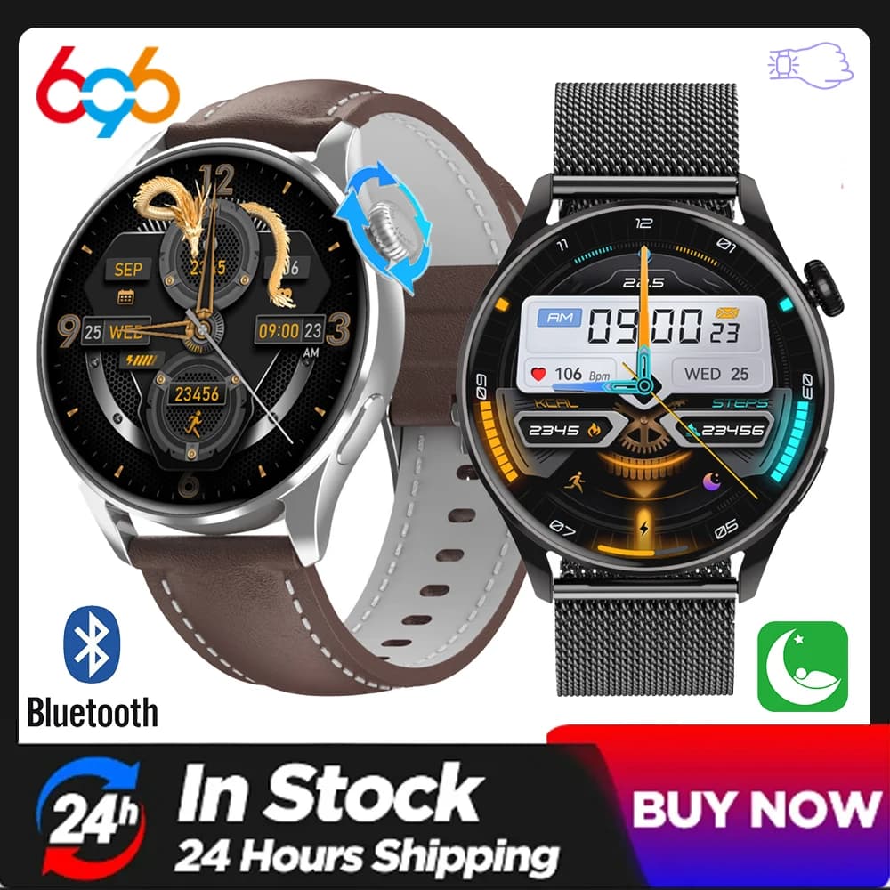Astuto Della Vigilanza Degli Uomini AMOLED HD Schermo Blu Dente Chiamata AI Assistente GPS Traiettoria NFC Frequenza Cardiaca Bussola SmartWatch Donne Impermeabile