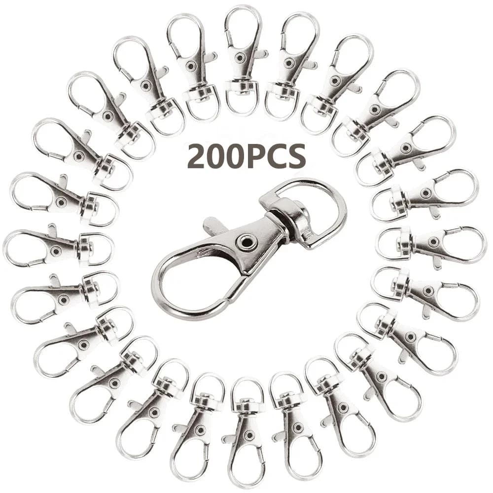 25/50/100/200Pcs Swivel Lobster Clasp Stainless Steel Key Ring Clasp Portable Dring Snap Buckle Jewelry DIY Crafts Lanyard Chain