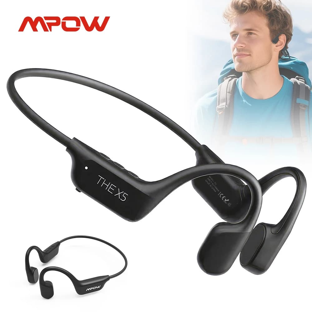 Mpow X5 Bone Conduction Headphones Open Ear Headphones Bluetooth 6.0 with Mic 10H Playtime for Running, Cycling, Outdoor Sports