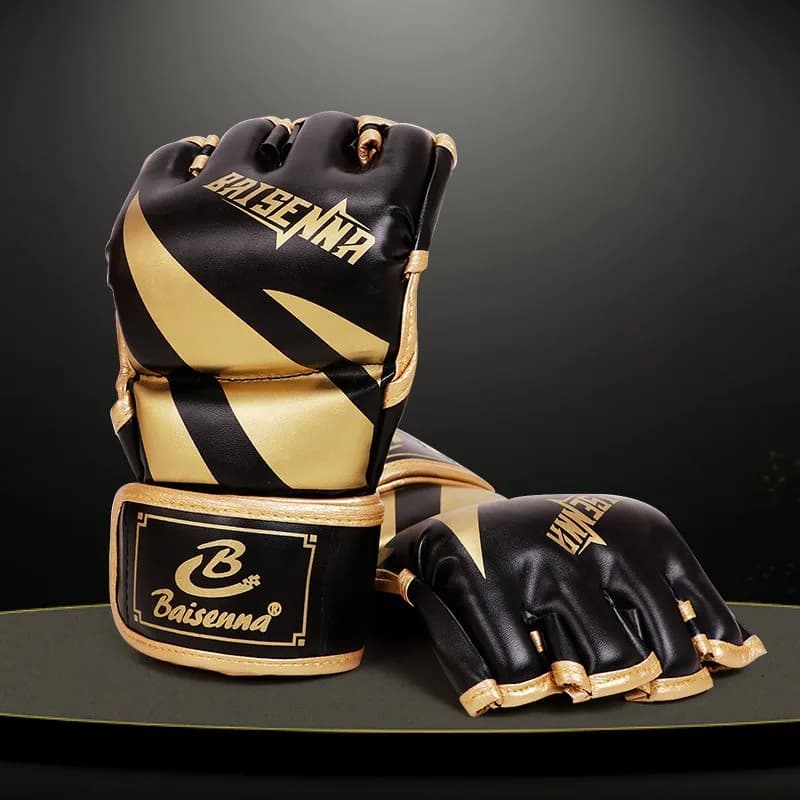 Fitness boxing Training half finger gloves MMA Muay Thai Competition PU leather sponge training gloves