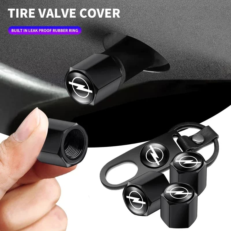 Cappucci per valvole pneumatici per auto Cappelli antipolvere con portachiavi adatti per Opel Astra Antara Zafira Frontera Grandland Rocks Mokka-e Corsa Insignia