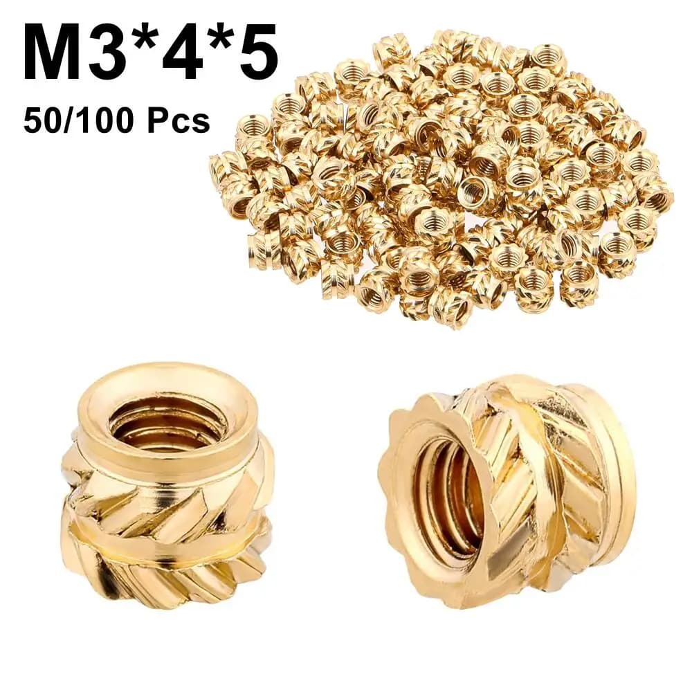 50/100 pezzi M3X4X5 inserto termico dado di incisione M3 dadi a vite in ottone zigrinati filettati stampante 3D Voron 2.4 e altri
