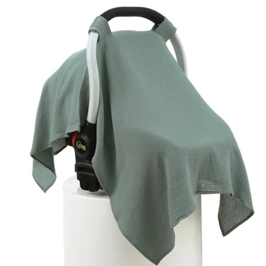 100% Muslin Cotton Car Seat Cover Baby, Carseat Canopy Cover, Universal Fit Stroller Covers for Boys and Girls