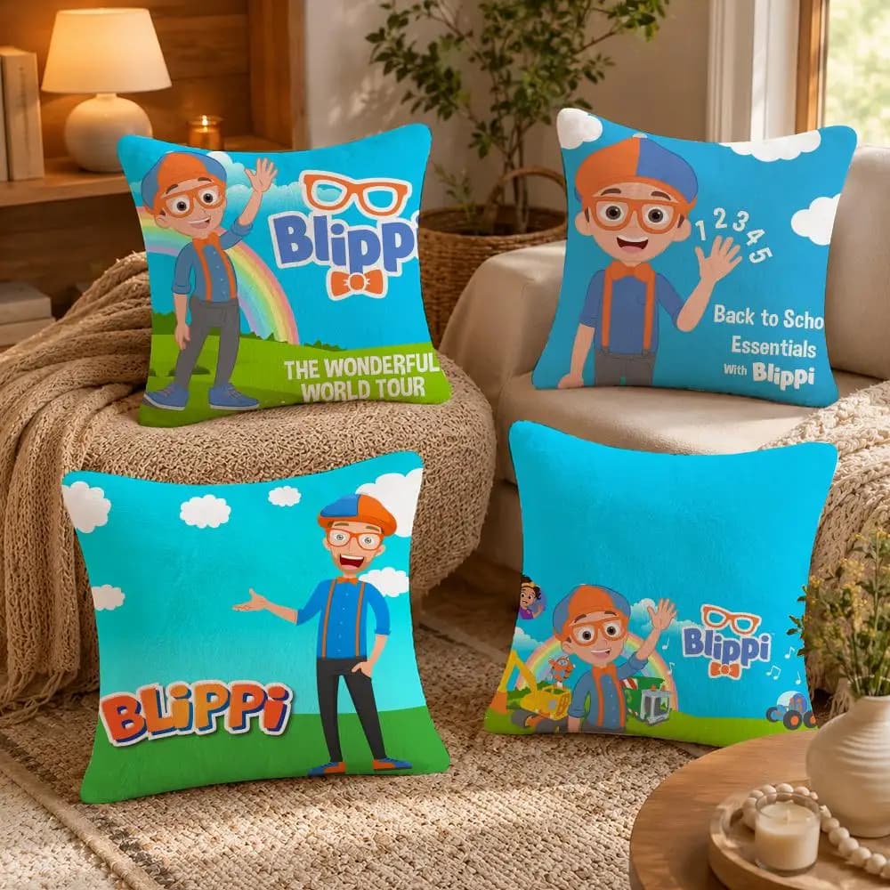 B-Blippiing Musical Cushion Cover Soft Short Plush Pillow Case Double Sided Print Washable Sofa Bed Home Decor Gift