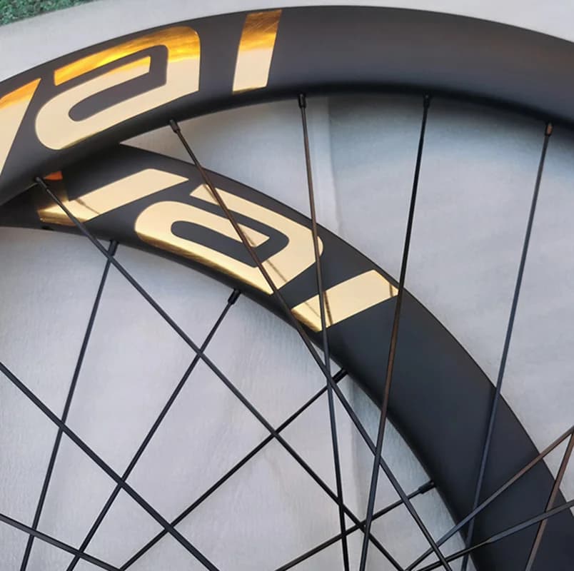 Ruota Ultraleggera in Carbonio per Bici da Strada, Adesivo Personalizzato Dorato, Cuscinetto Ceramico a 60T, Ruota per Bici Gravel 700c