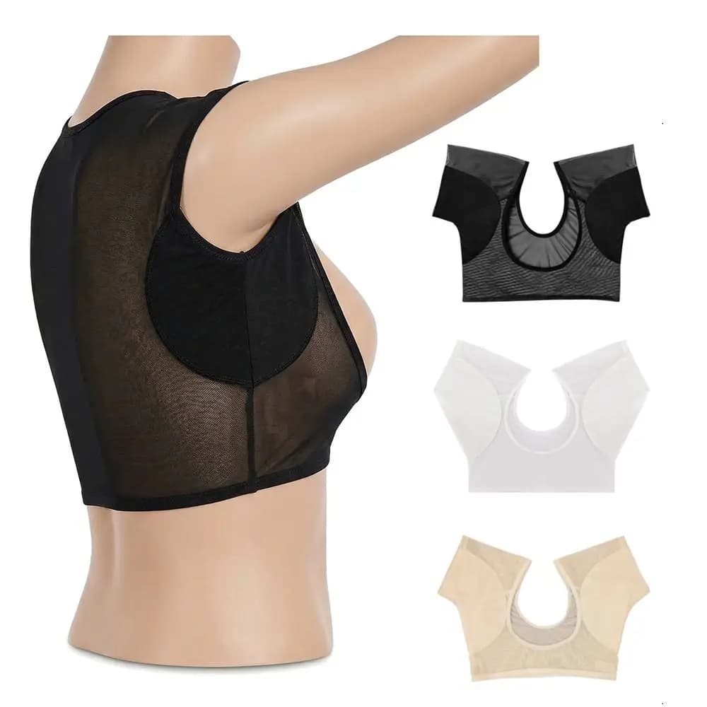 Cuscinetti antisudore lavabili a forma di T-shirt, riutilizzabili, traspiranti, deodoranti, antiscivolo, elastici, per la cura delle ascelle