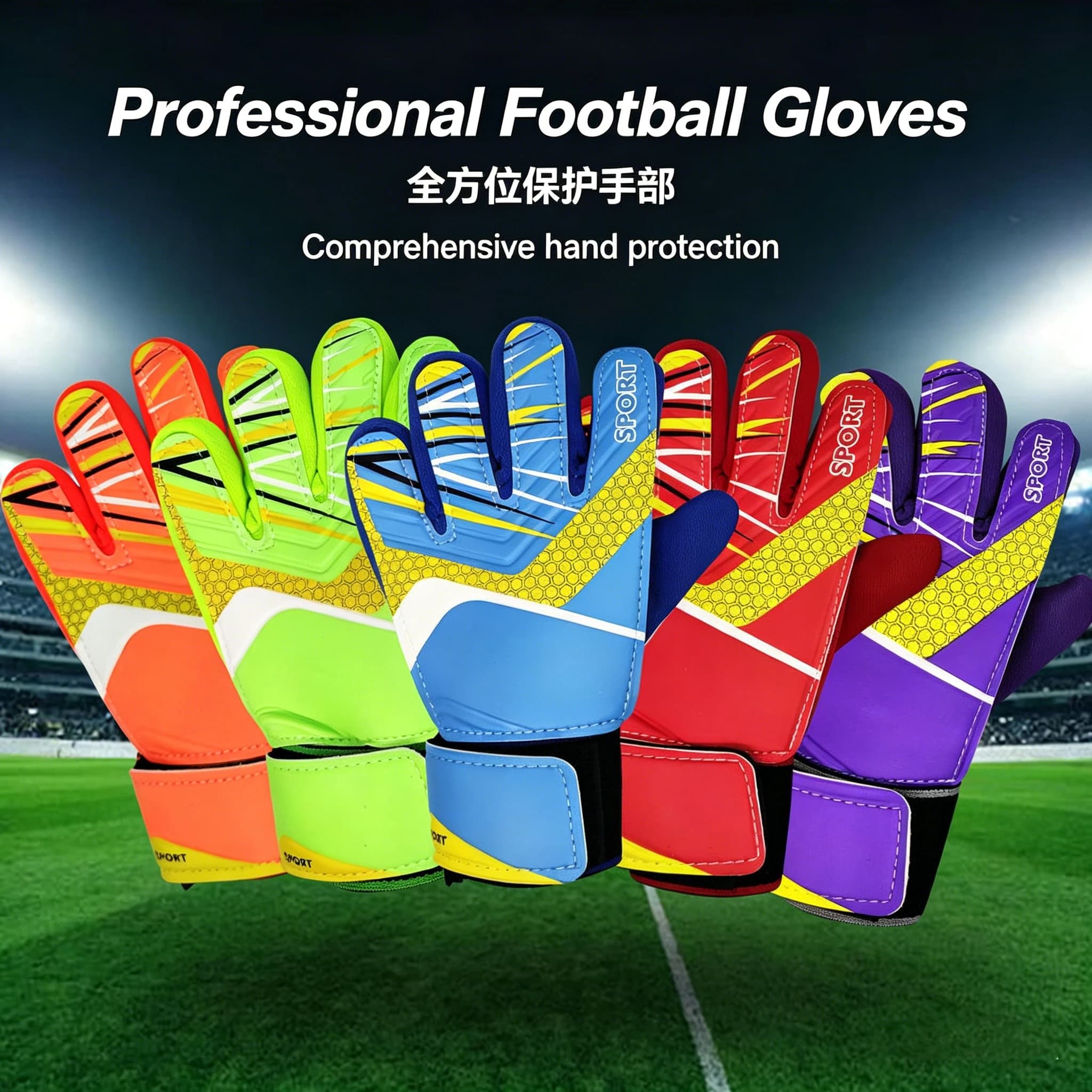 Guanti da portiere da calcio, allenamento professionale, antiscivolo, resistenti all'usura, in lattice, attrezzatura da partita, protezione per portiere