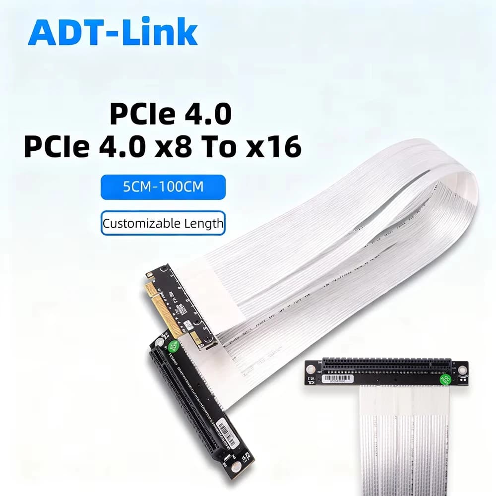 ADT-Link PCIE 4.0 3.0 X8 a X16 Cavo di prolunga riser 8x 16x per schede video grafiche AMD NVIDIA GPU RTX3060 90 180 270 gradi