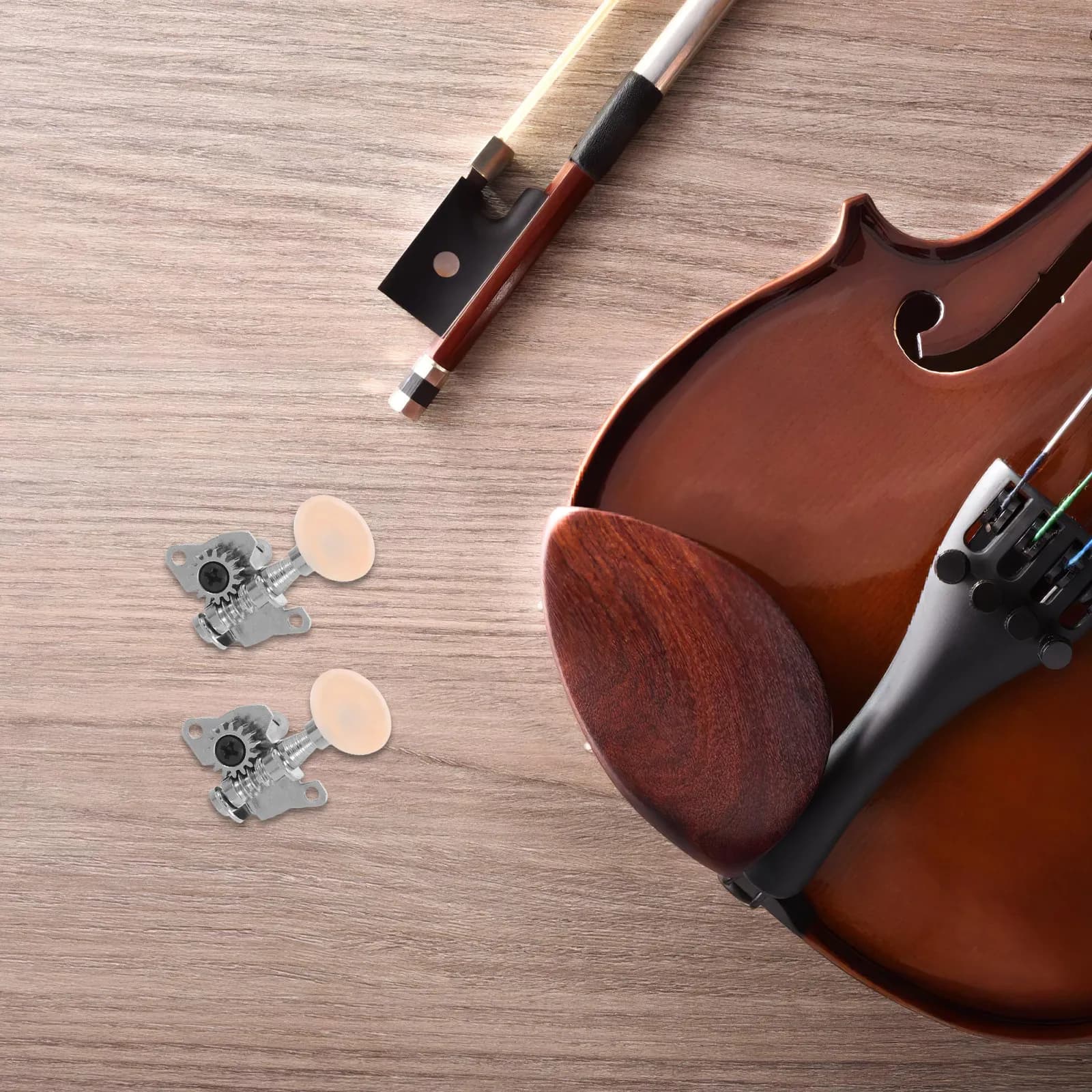 Set di 4 Accessori per Ukulele, Piroli di Accordatura 2R2L Corti in Acciaio, Meccanismi di Bloccaggio per Chitarra, Regolazione Precisa delle Corde, Parti di Ricambio