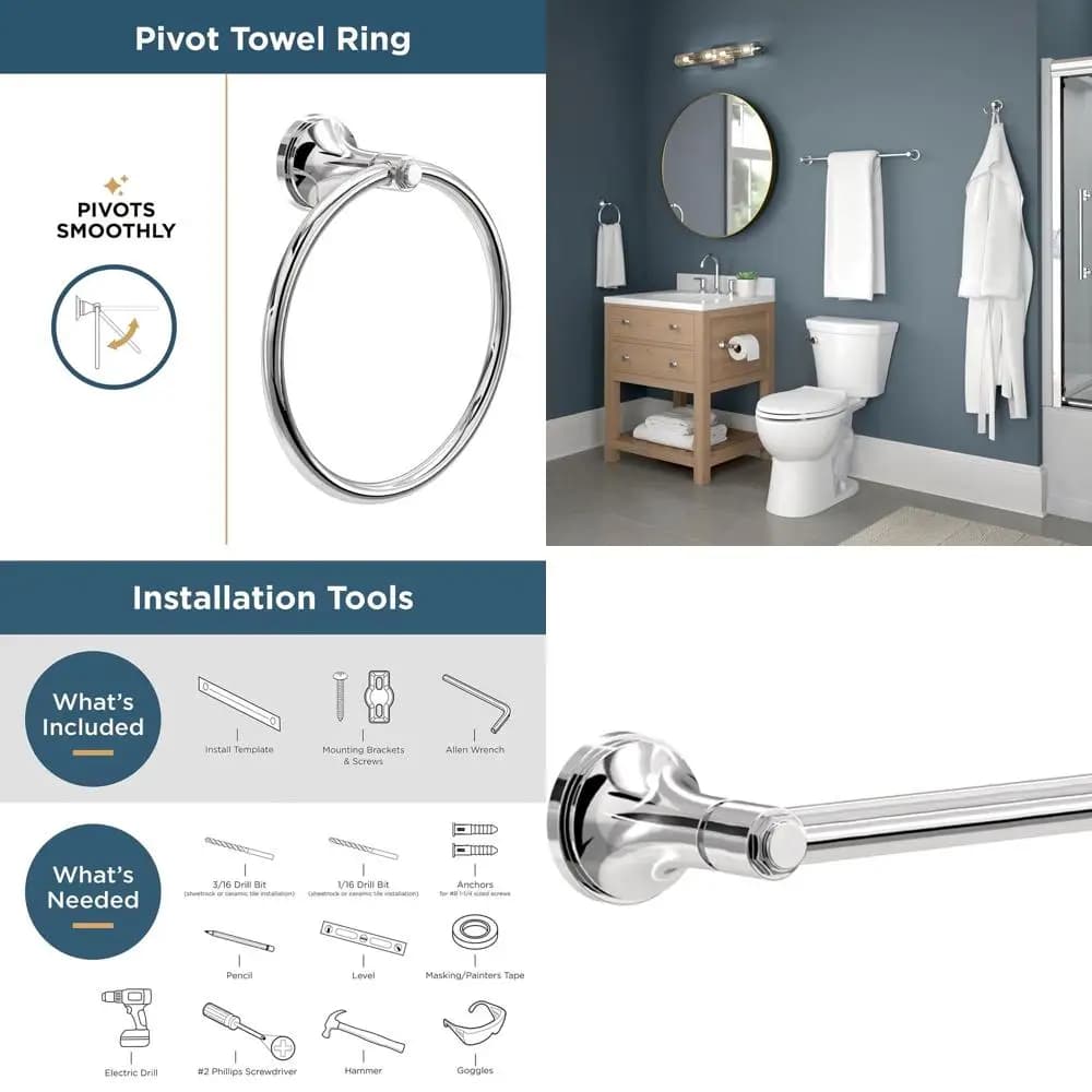 Set di accessori da bagno in 4 pezzi: 18 + 6 portasciugamani, porta carta igienica, porta asciugamani, gancio in cromo lucido
