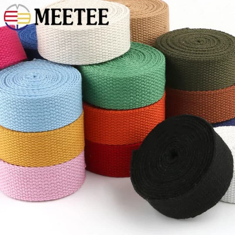 42Meters Meetee 20-38mm Canvas Webbing Tapes 2mm Thicken Webbings for Bag Backpack Strap Ribbon Garment Belt Sewing Accessory