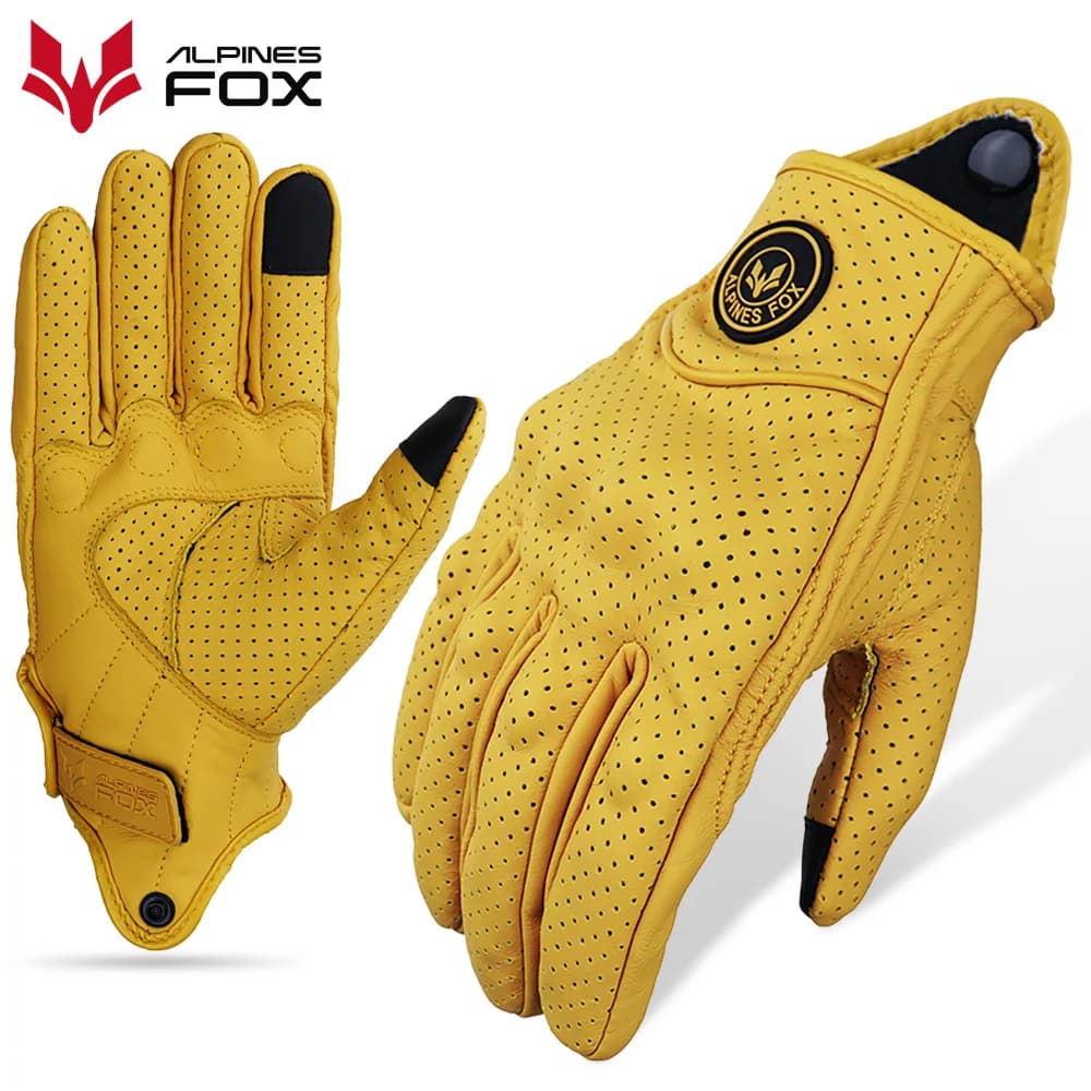 Motorcycle Gloves Breathable Gloves Perforated Genuine Leather Touch Screen Moto Cycling Racing Women's Goat Skin