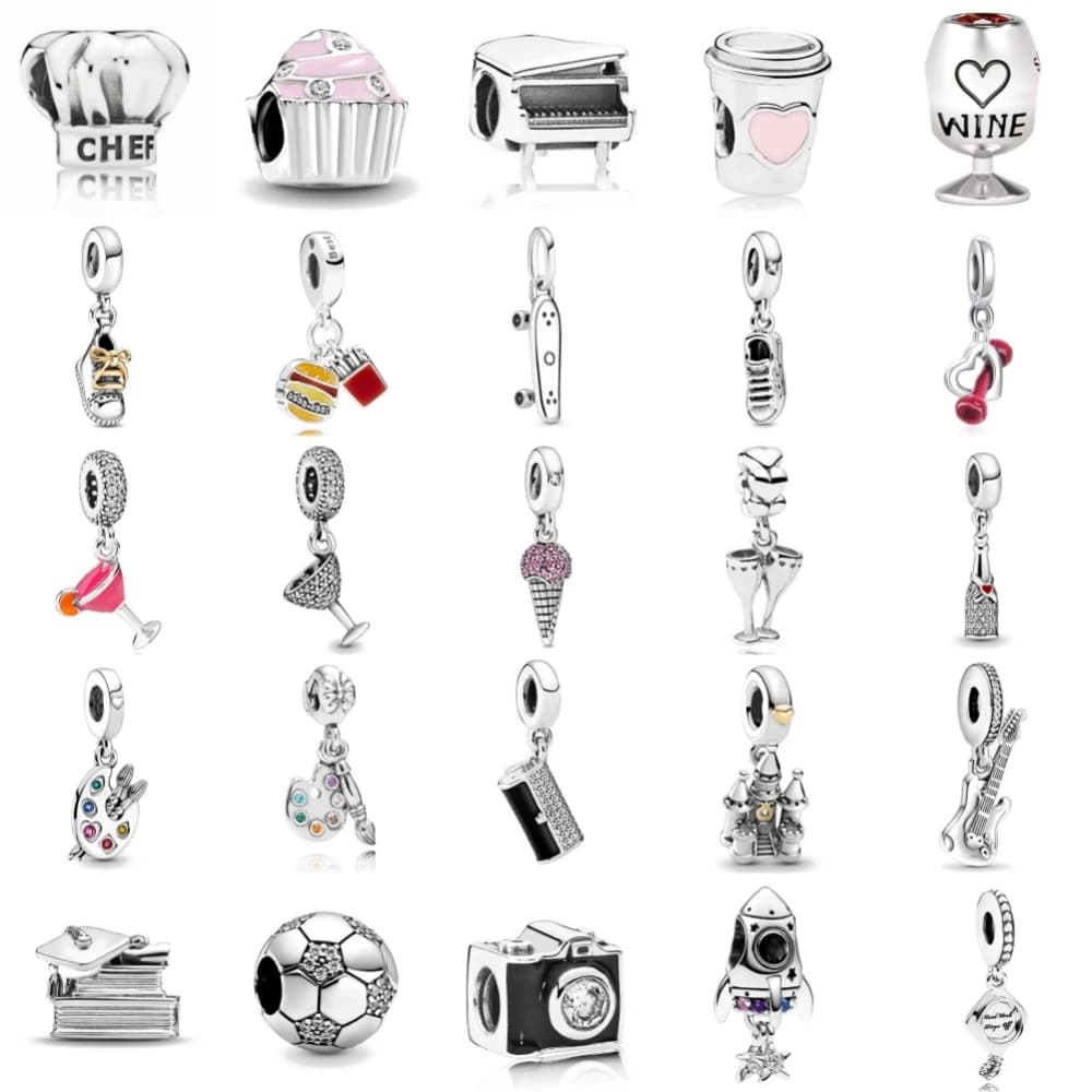 Nuovo ciondolo calice da skateboard in argento sterling 925 di Ley 925 con perline a catena adatti accessori originali per bracciale fai da te donne amano gioielli