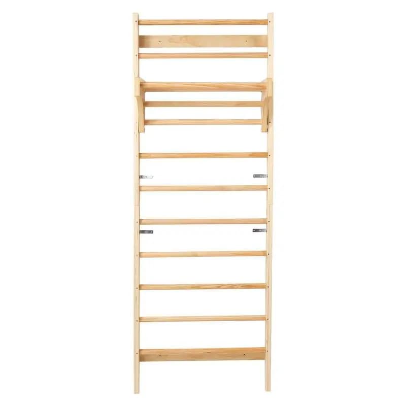 Swedish ladder wall, 10-step indoor climbing frame made of solid wood, 100 kg load capacity indoor playground climbing ladder with pull-up bar – Ideal gift for children