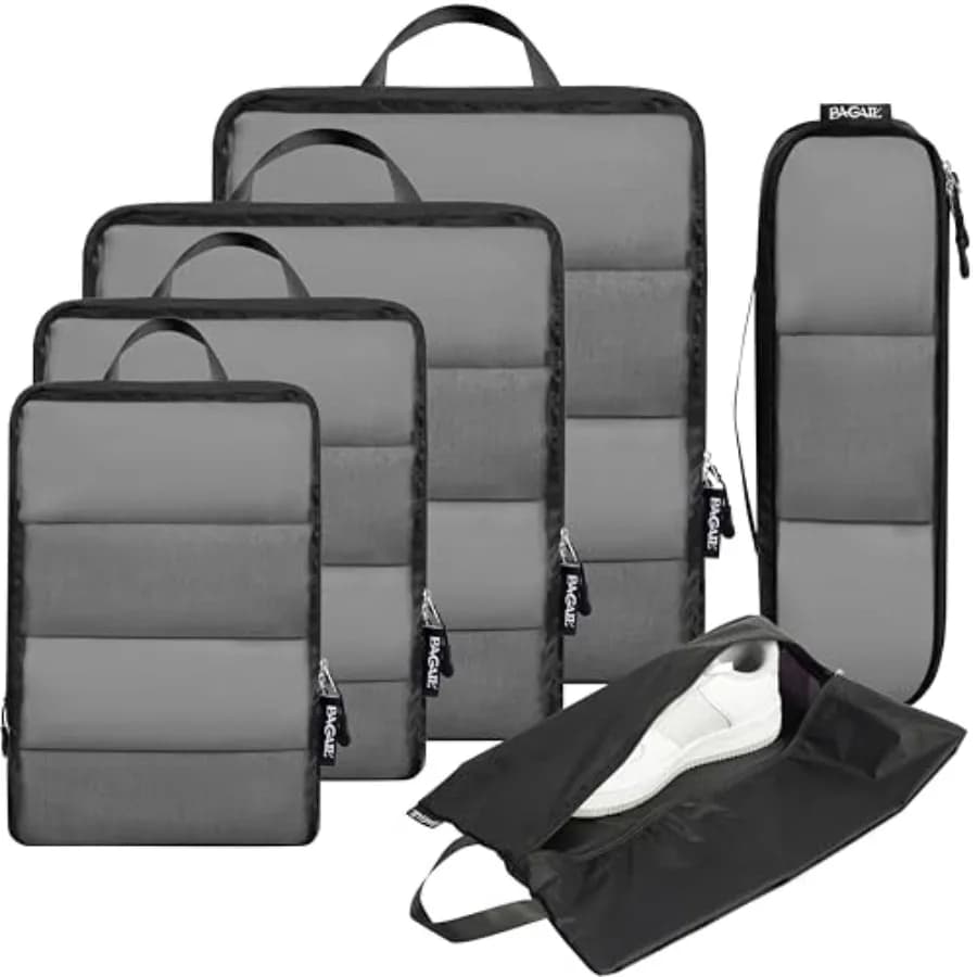 Set di 6 Cubi di Compressione Ultraleggeri per Organizzare i Bagagli in Viaggio, in Diversi Colori con Design Salvaspazio