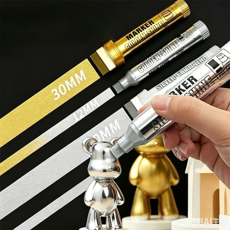 12/30mm Wide Tip Metallic Paint Marker Waterproof Gold Silver POP Poster Advertising Marker Pen