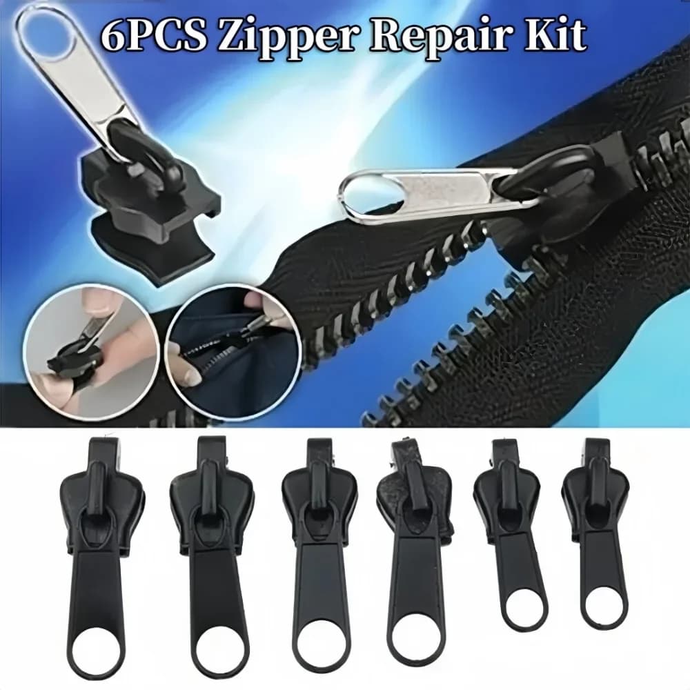6 pieces 3 sizes new size instant zipper repair kit instant zipper replacement slider zip teeth save new design for sewing diy