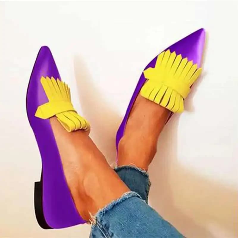 Scarpe da barca Tacchi piatti Mocassini da donna Scarpe da donna slip-on con punta a punta
