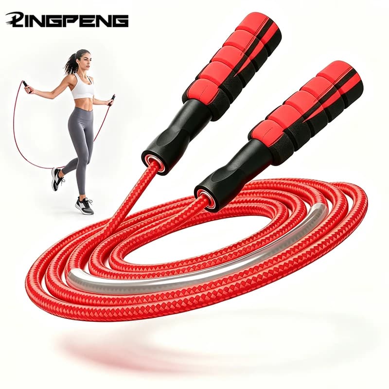 Bold braided rope bearings, thickened sponge handle, wear-resistant competitive, professional training, jump rope
